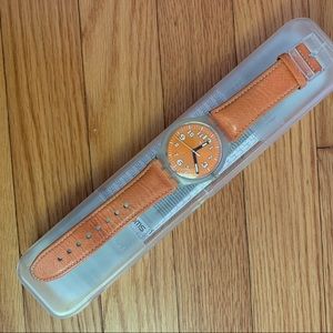 Swatch bright orange watch